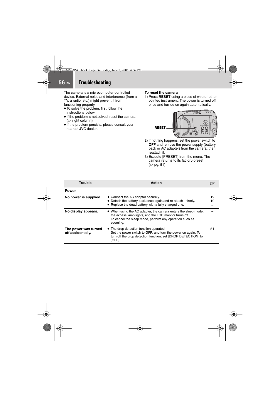 Troubleshooting, Pg. 56) | JVC Everio GZ-MG36E/EK User Manual | Page 56 / 72