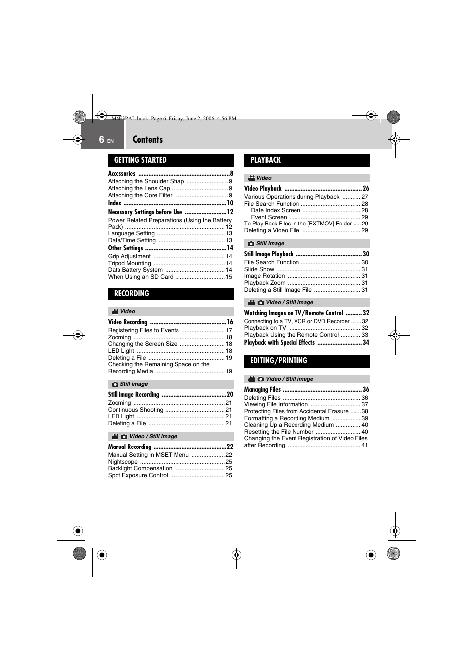 JVC Everio GZ-MG36E/EK User Manual | Page 6 / 72