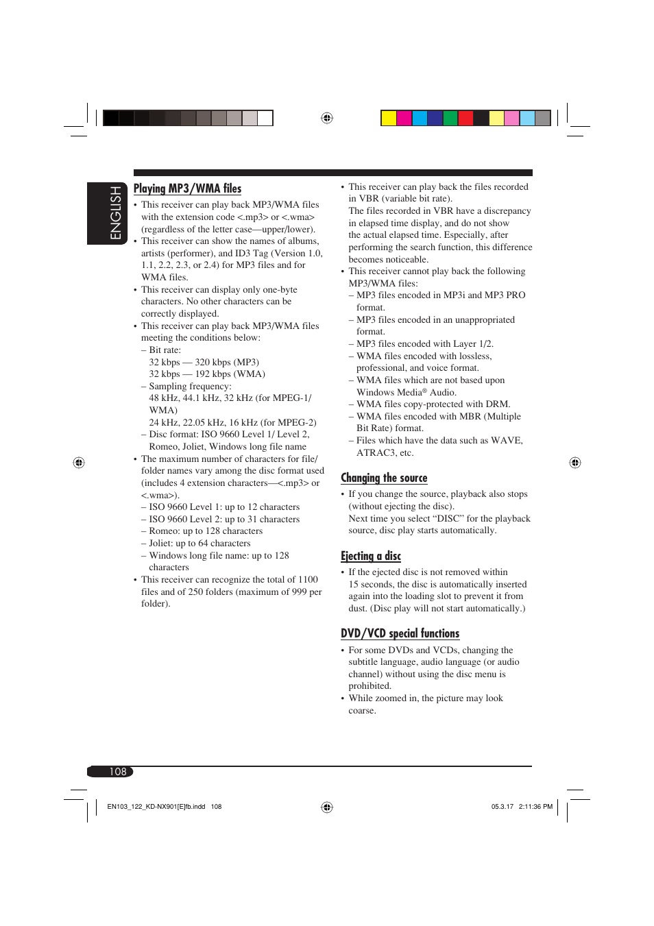 English | JVC KD-NX901 User Manual | Page 108 / 129