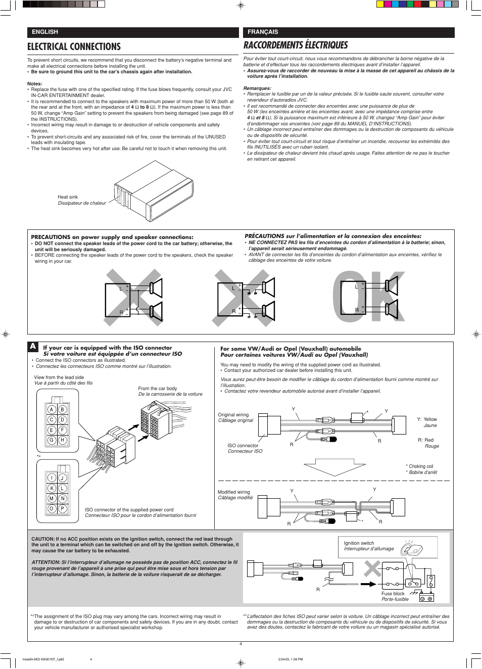 Electrical connections, Raccordements électriques | JVC KD-NX901 User Manual | Page 127 / 129