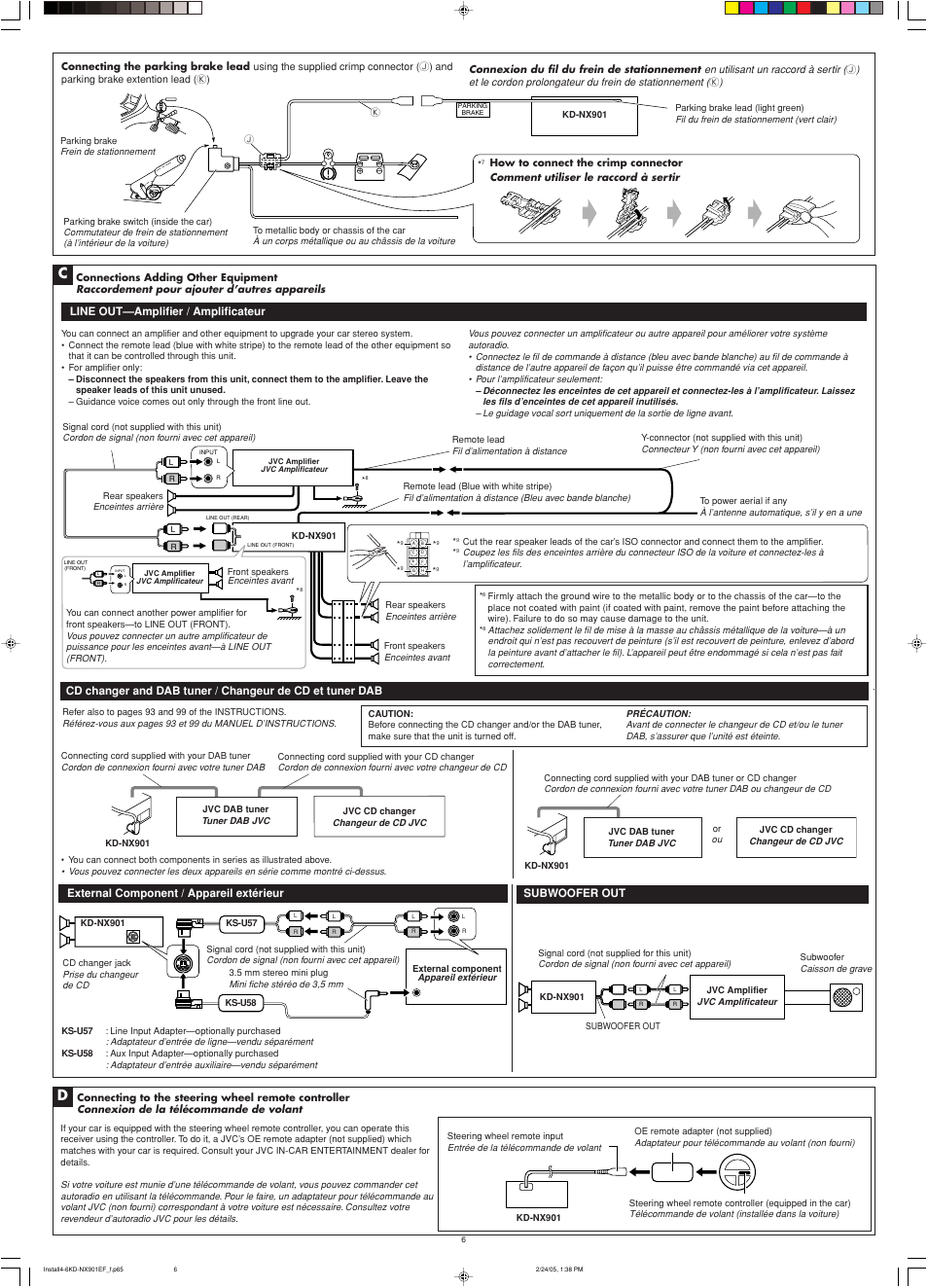 Line out—amplifier / amplificateur | JVC KD-NX901 User Manual | Page 129 / 129