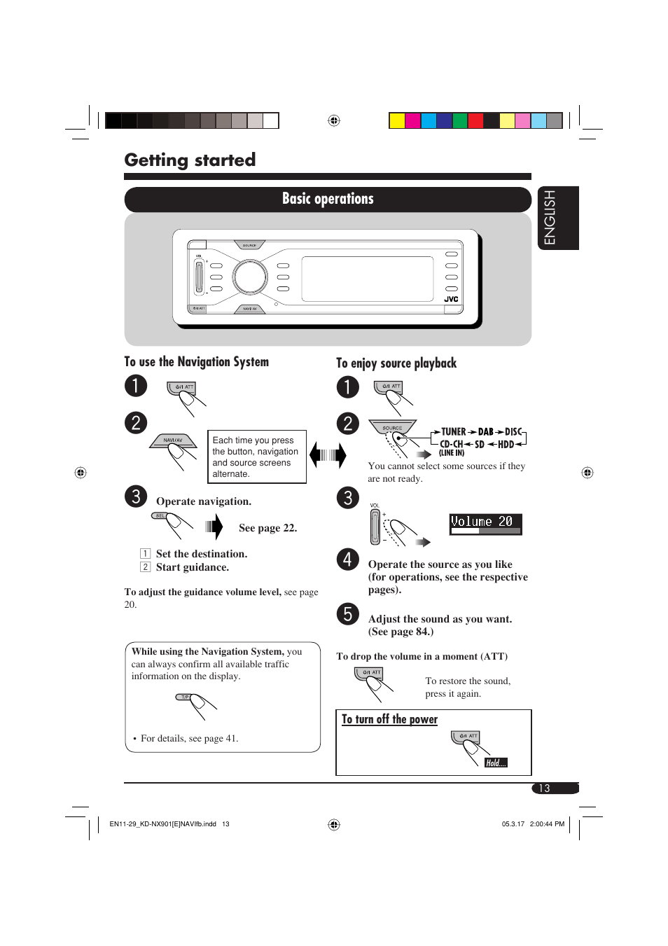 Getting started | JVC KD-NX901 User Manual | Page 13 / 129