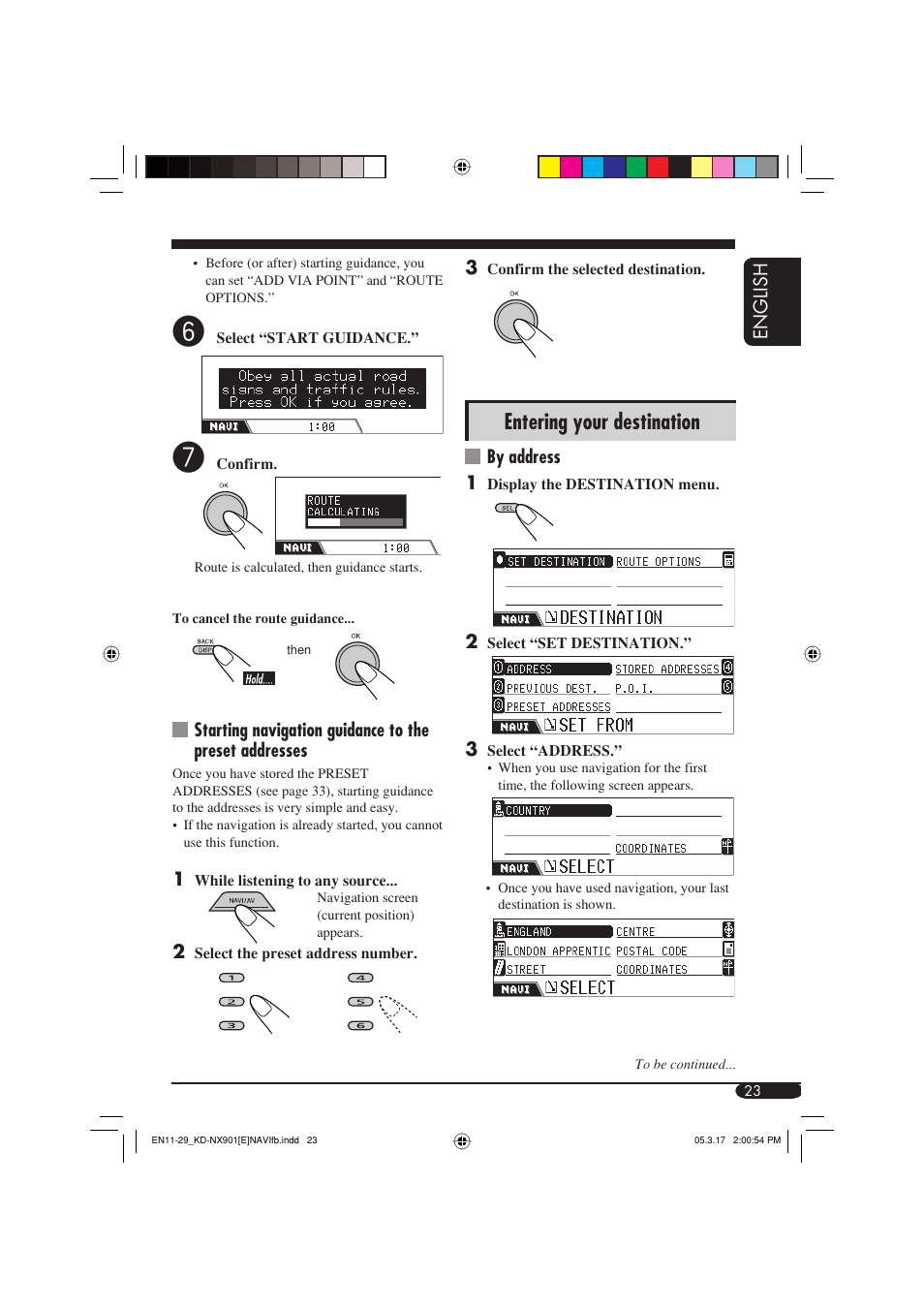 Entering your destination | JVC KD-NX901 User Manual | Page 23 / 129