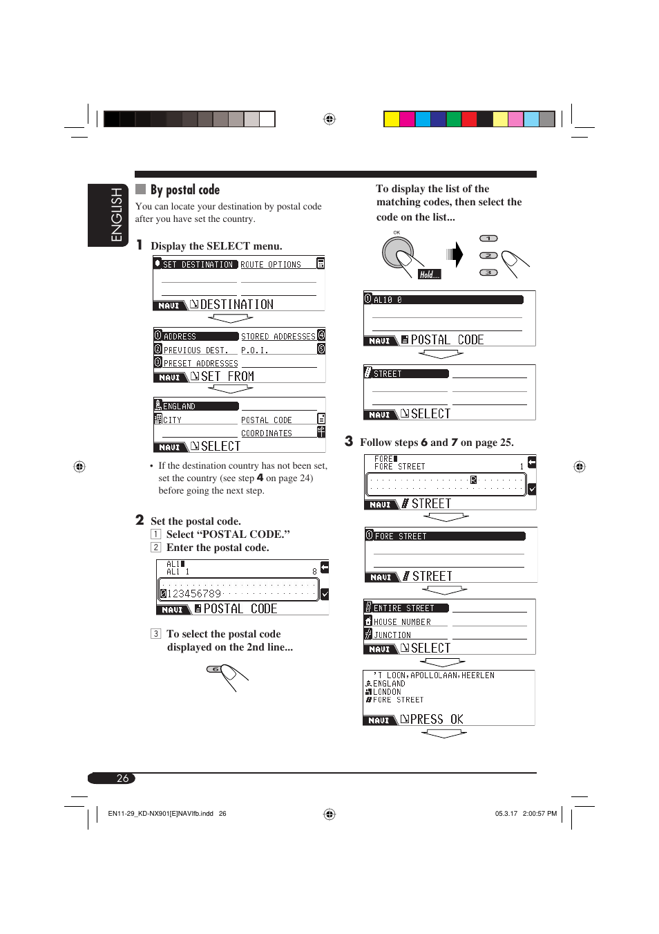 English, By postal code | JVC KD-NX901 User Manual | Page 26 / 129