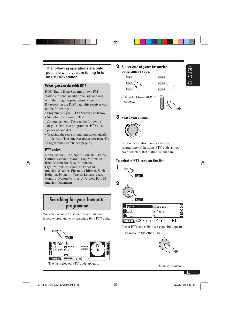 Searching for your favourite programme, English | JVC KD-NX901 User Manual | Page 45 / 129