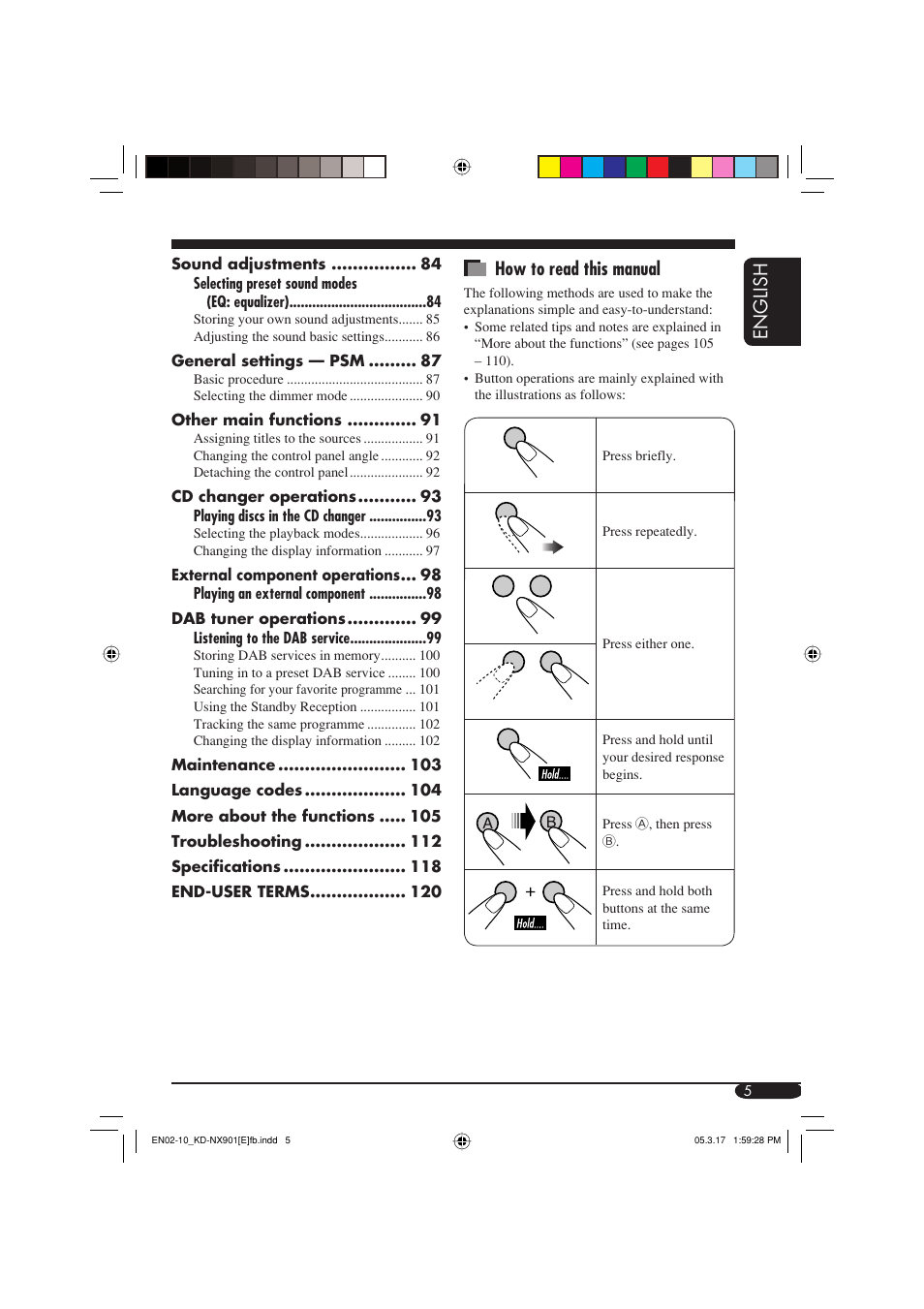 English how to read this manual | JVC KD-NX901 User Manual | Page 5 / 129