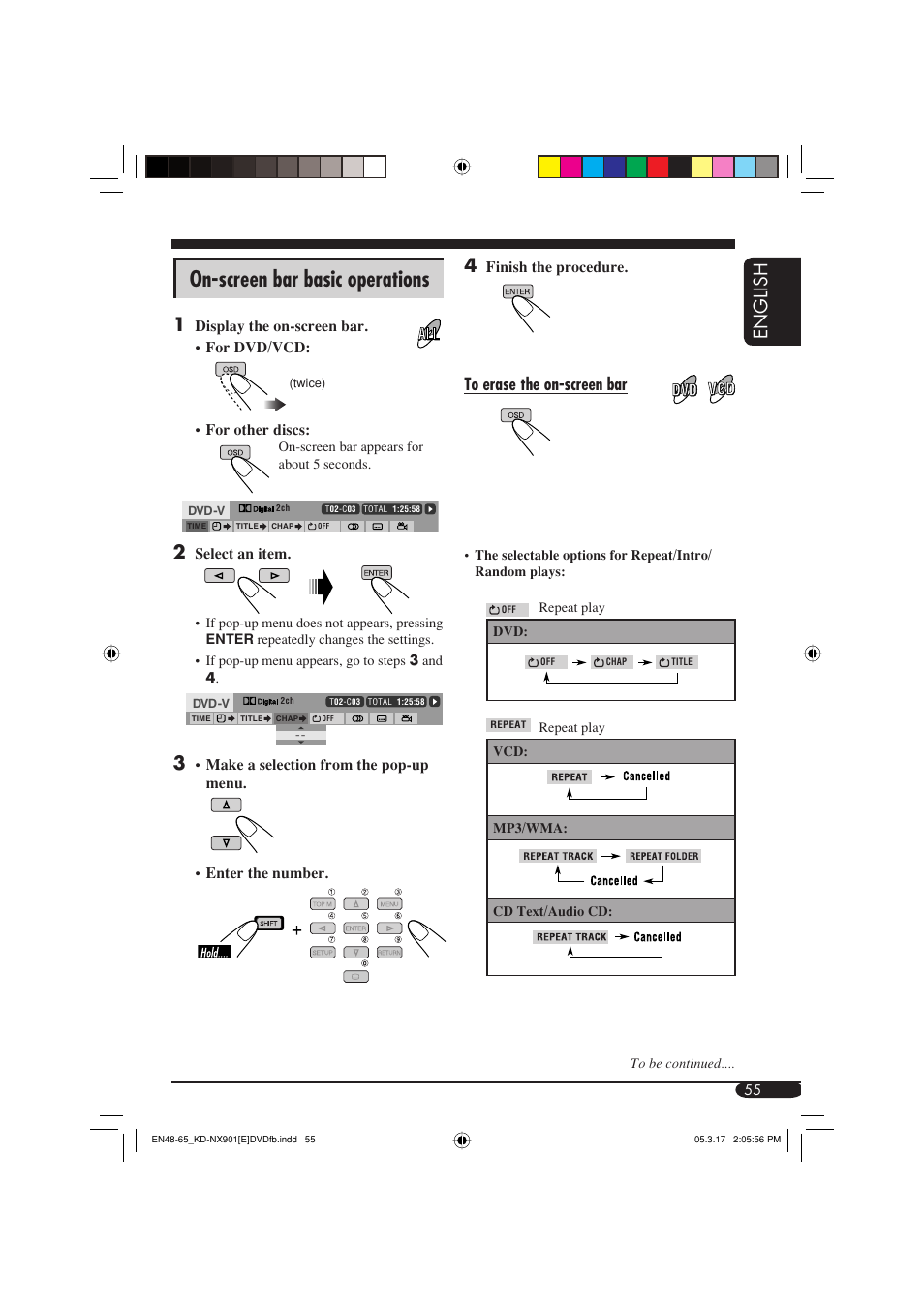On-screen bar basic operations, English | JVC KD-NX901 User Manual | Page 55 / 129