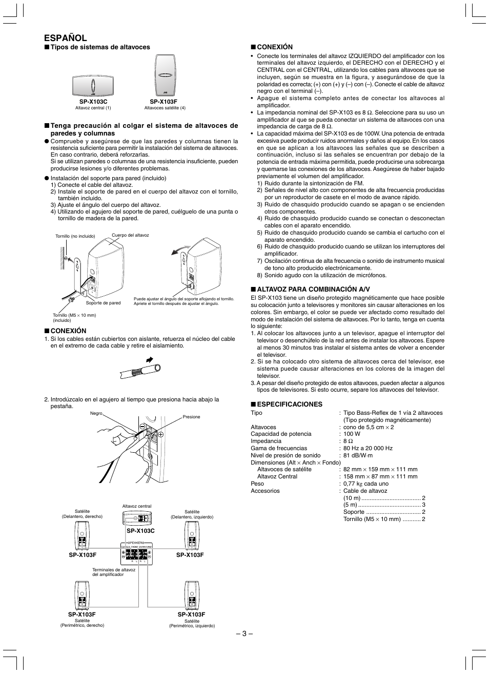 Español | JVC SP-X103C User Manual | Page 3 / 6