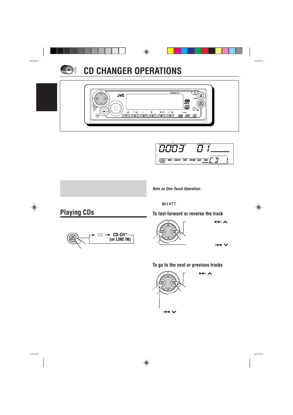 Cd changer operations, Playing cds | JVC GET0087-001A User Manual | Page 30 / 45