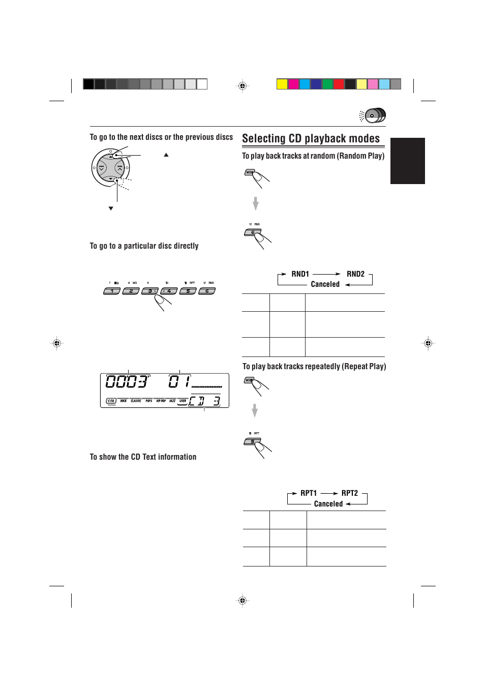 Selecting cd playback modes | JVC GET0087-001A User Manual | Page 31 / 45