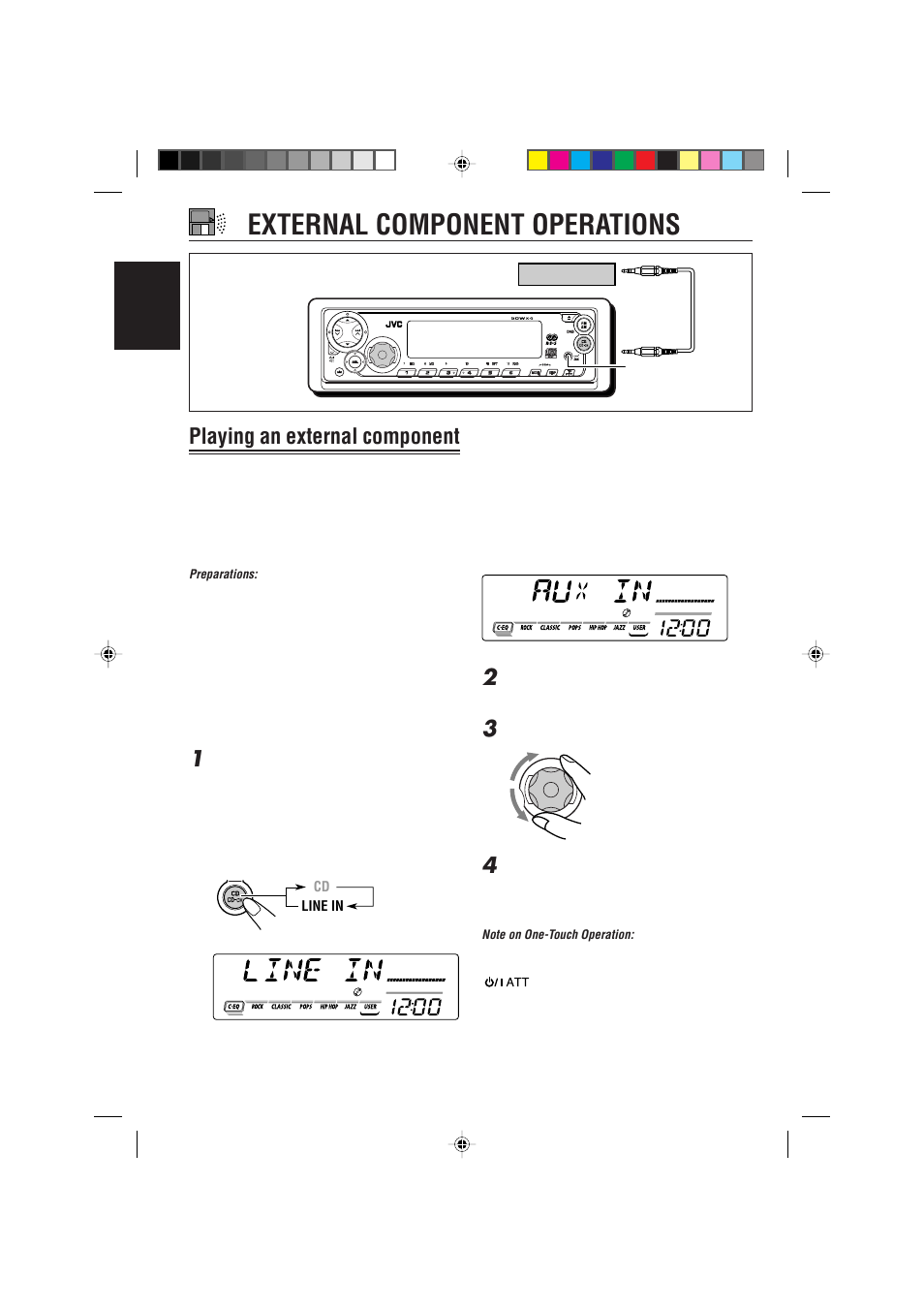 External component operations, Playing an external component | JVC GET0087-001A User Manual | Page 32 / 45