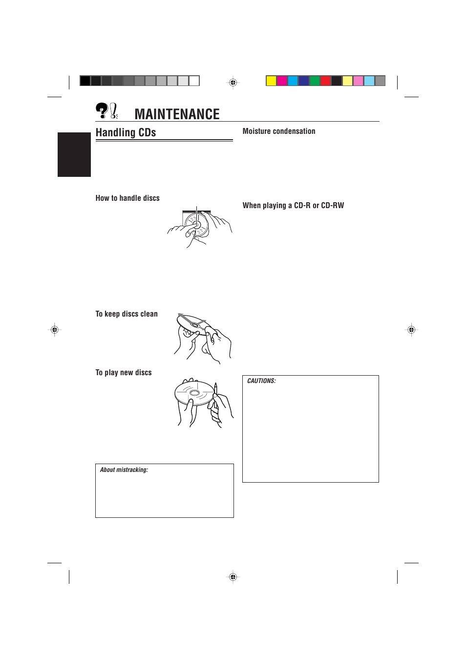 Maintenance, Handling cds | JVC GET0087-001A User Manual | Page 38 / 45