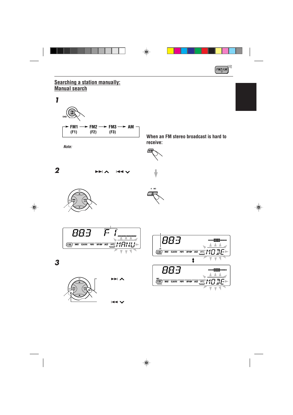 Searching a station manually: manual search | JVC GET0087-001A User Manual | Page 9 / 45