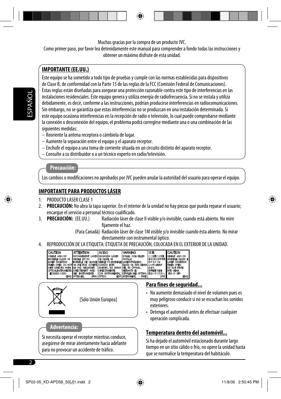 Español | JVC KD-APD58 User Manual | Page 24 / 68