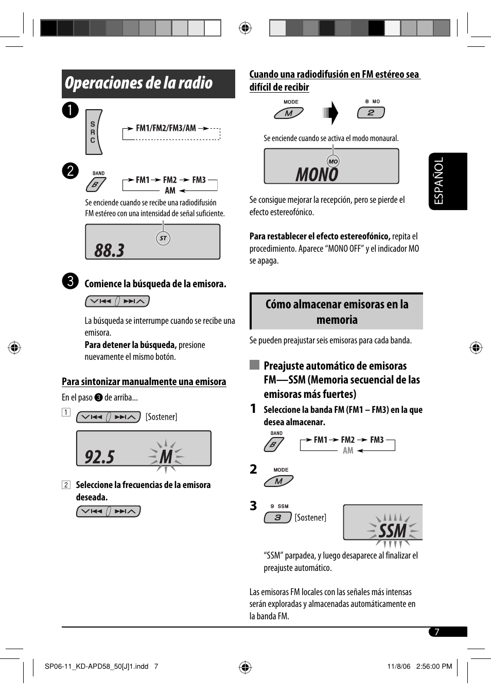 Operaciones de la radio | JVC KD-APD58 User Manual | Page 29 / 68