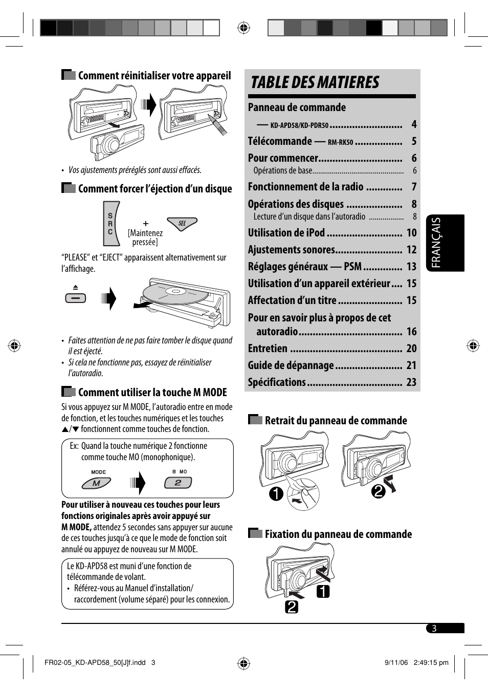 Table des matieres | JVC KD-APD58 User Manual | Page 47 / 68