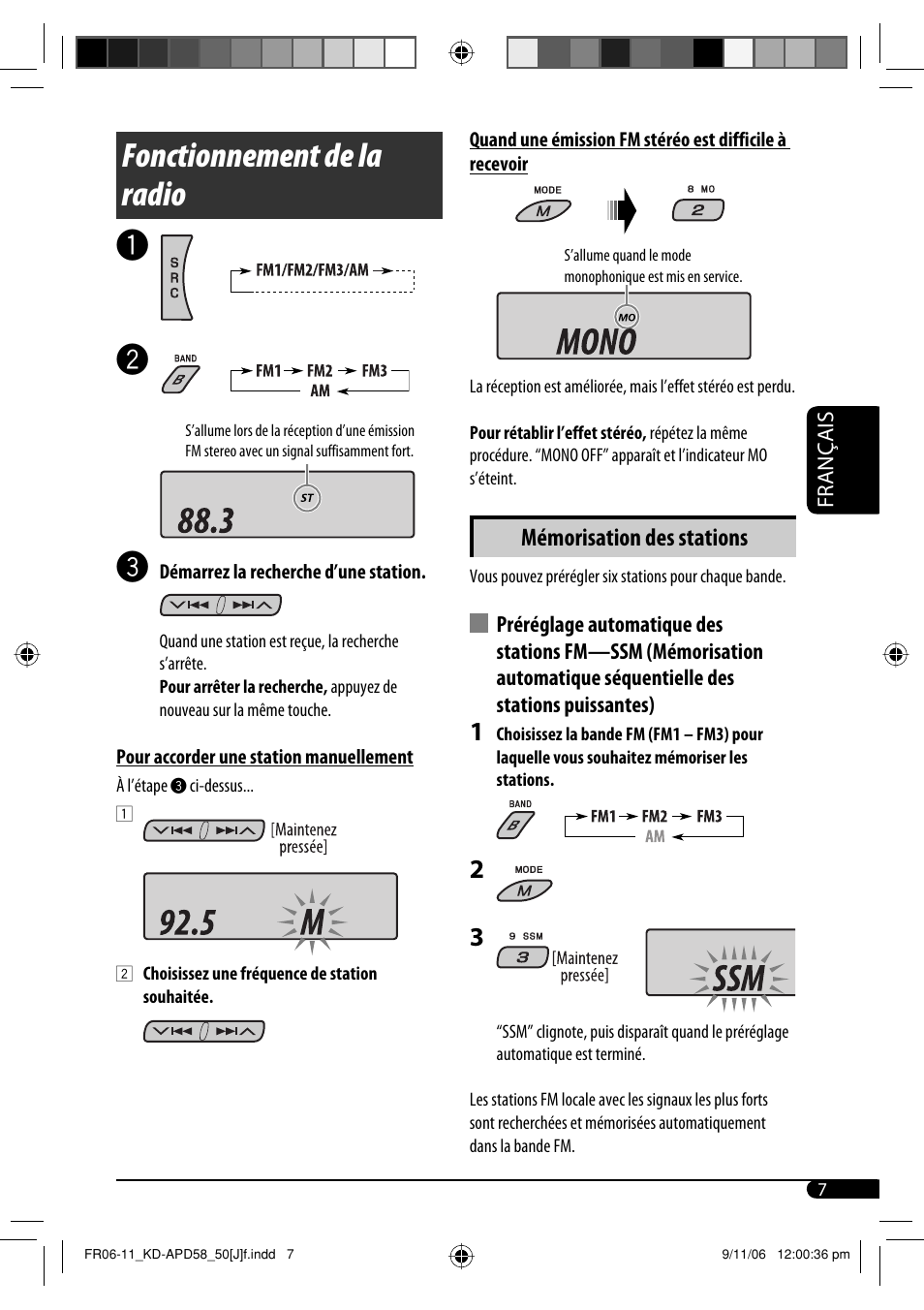 Fonctionnement de la radio, Mémorisation des stations | JVC KD-APD58 User Manual | Page 51 / 68