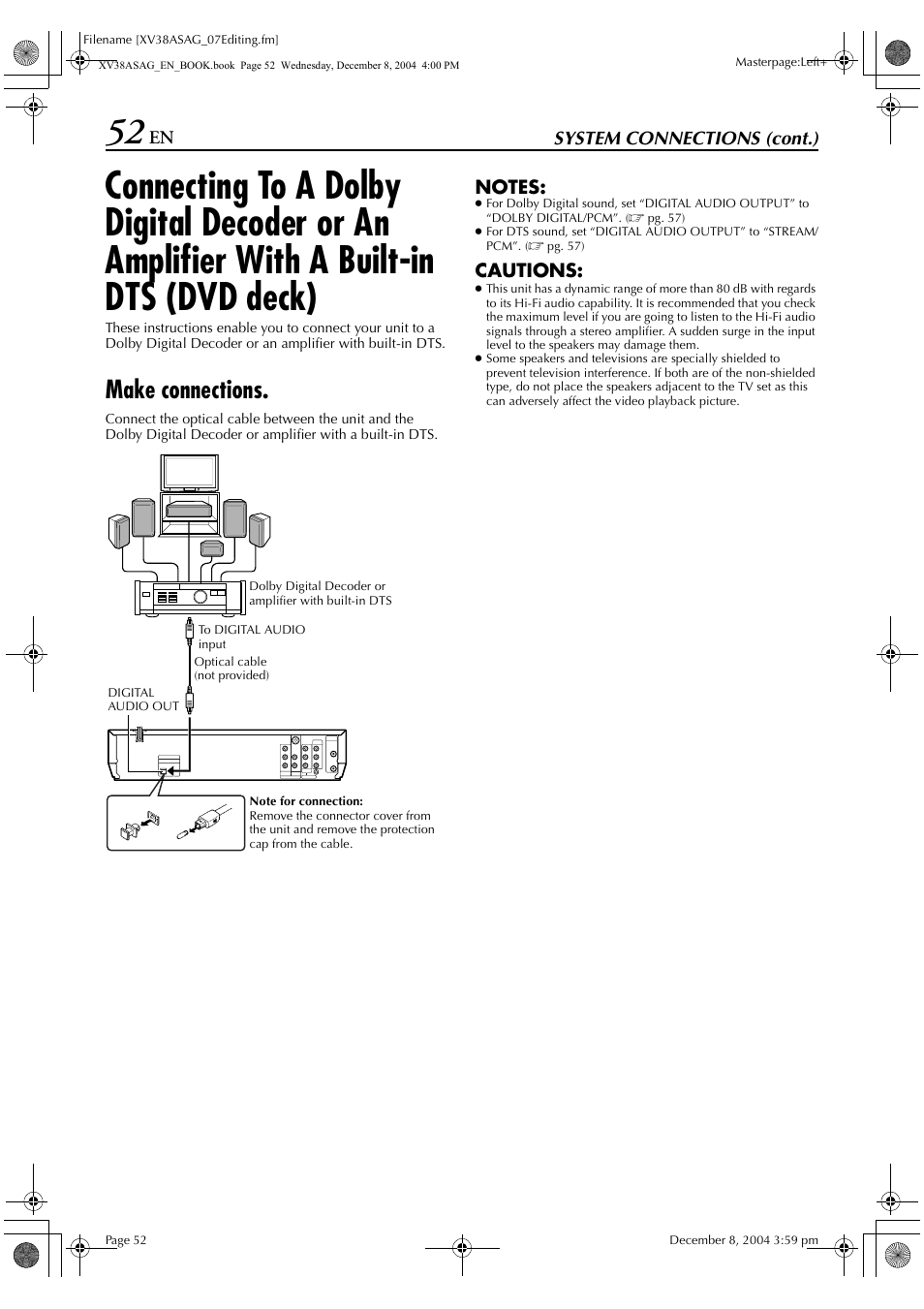 Make connections | JVC HR-XV38SAG User Manual | Page 52 / 72