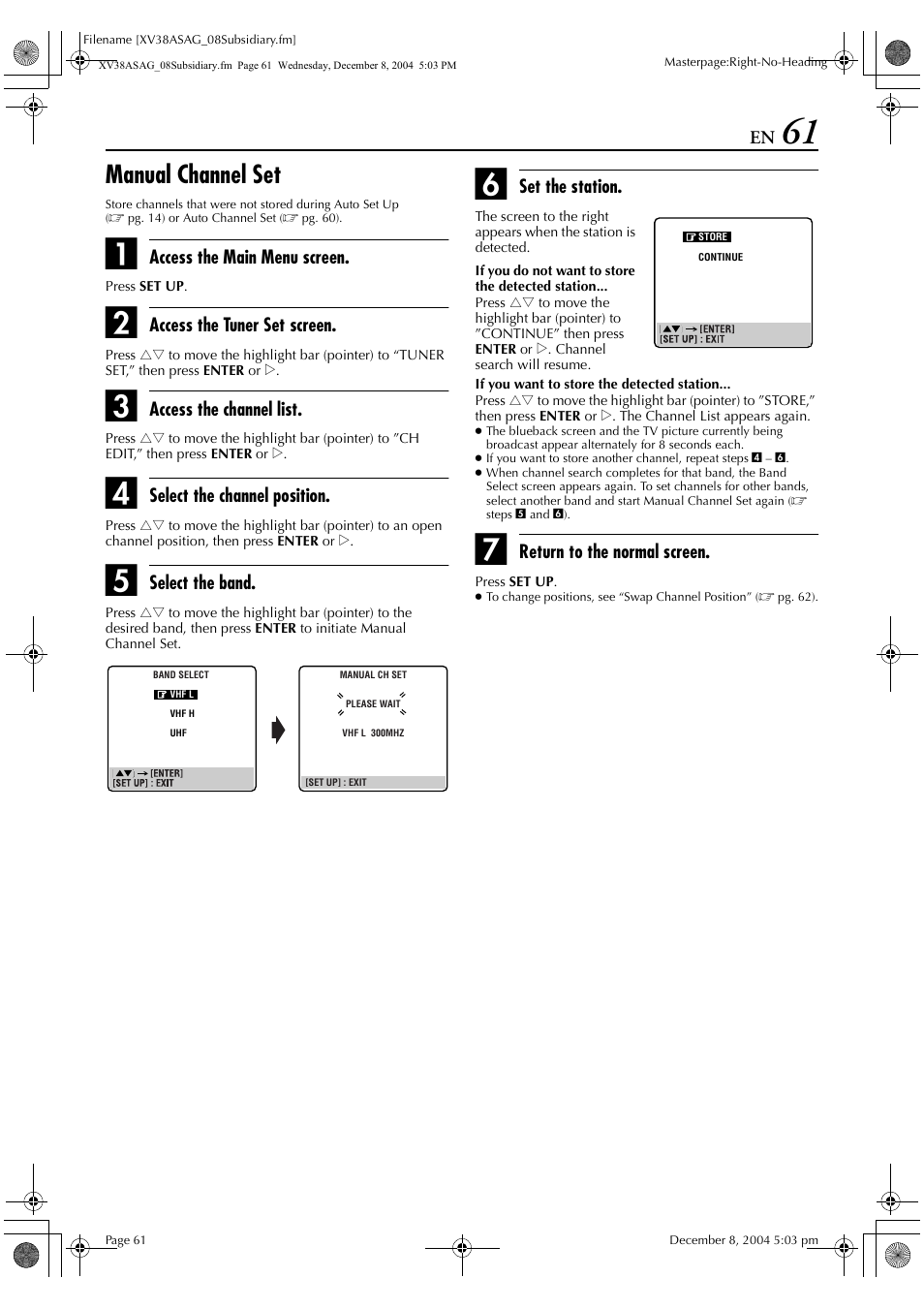 Manual channel set | JVC HR-XV38SAG User Manual | Page 61 / 72