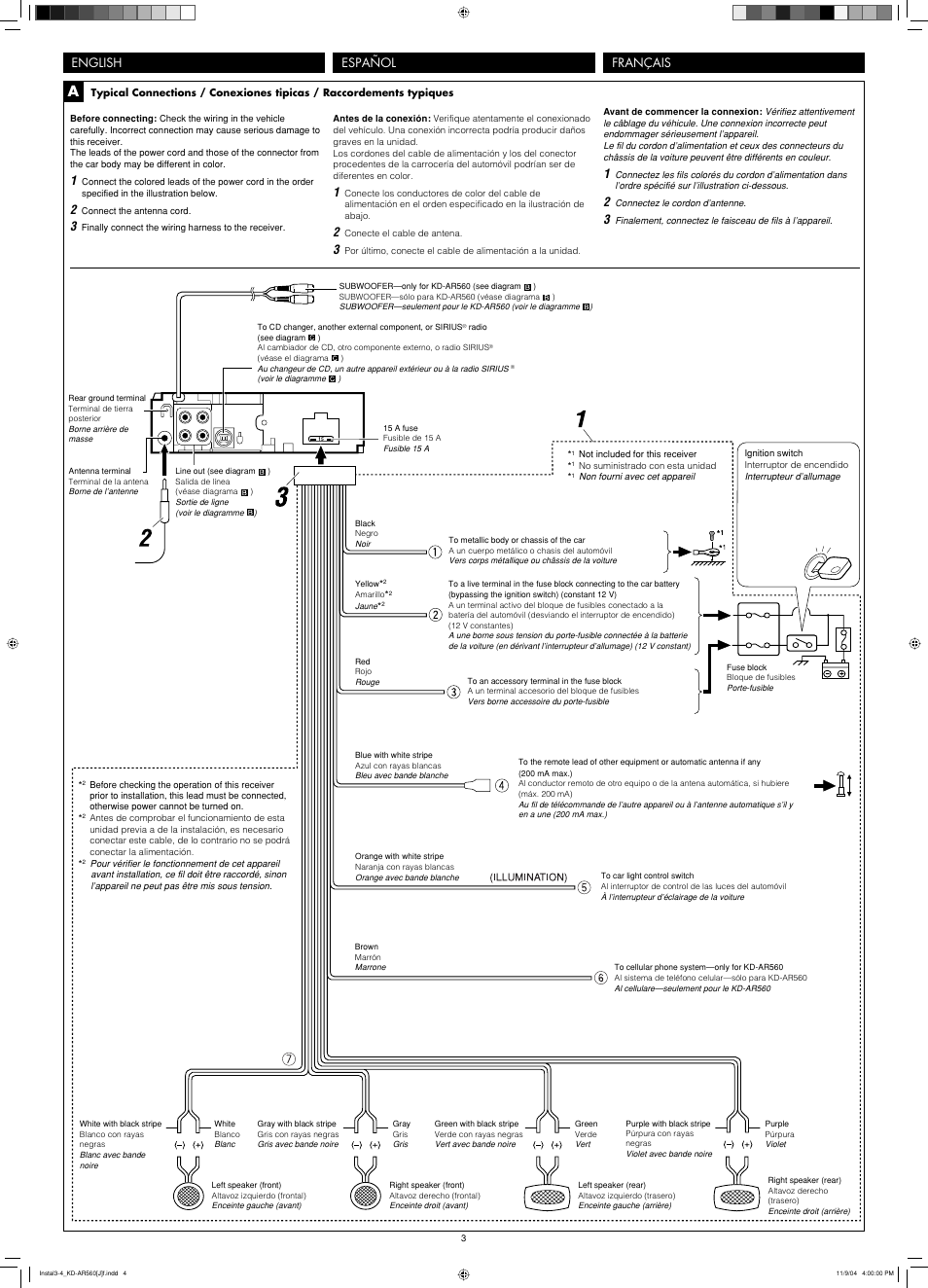 English, Español français | JVC KD-G510 User Manual | Page 38 / 40