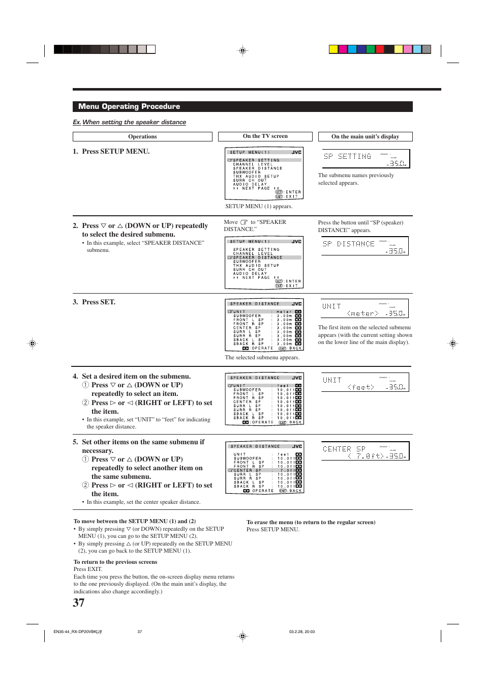 Menu operating procedure | JVC RX-DP20VBKC User Manual | Page 40 / 90