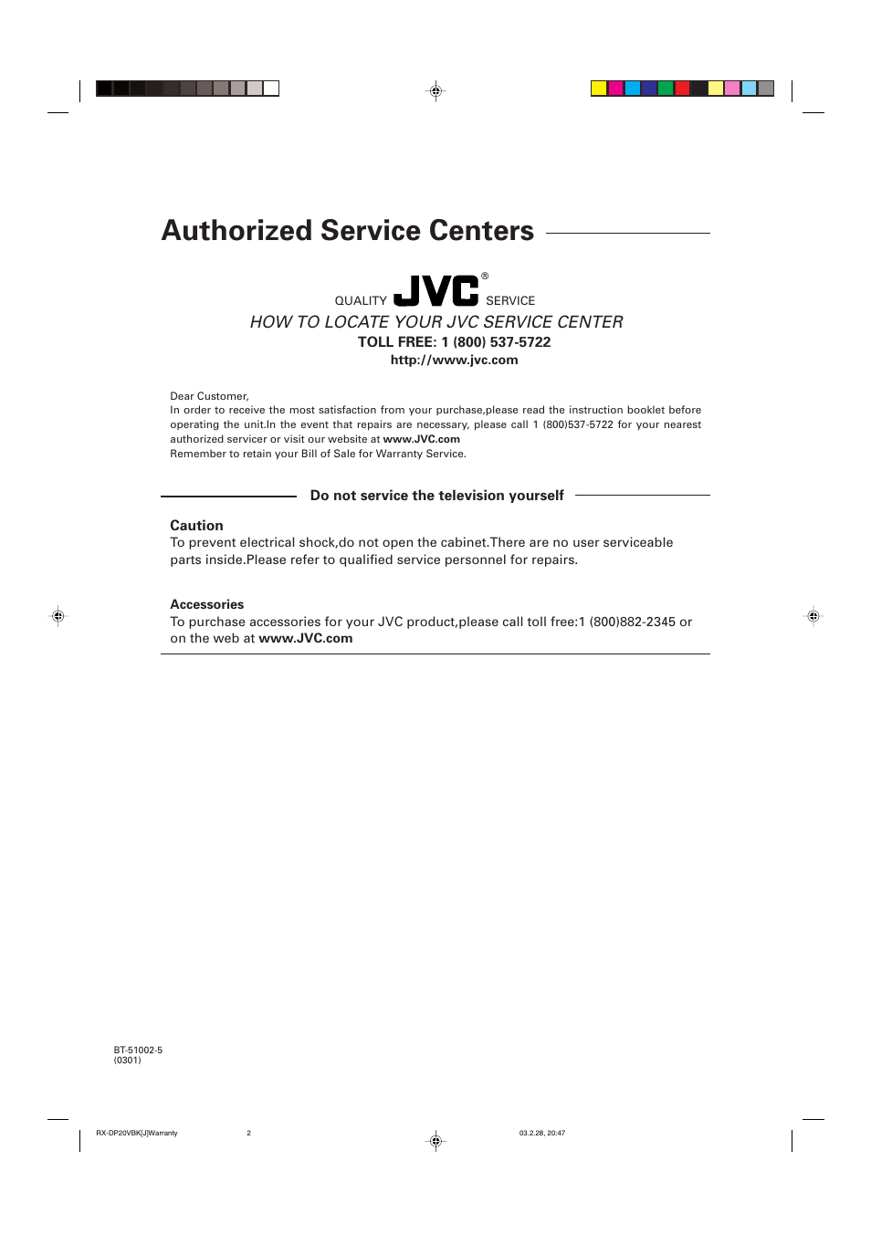 Authorized service centers, How to locate your jvc service center | JVC RX-DP20VBKC User Manual | Page 89 / 90
