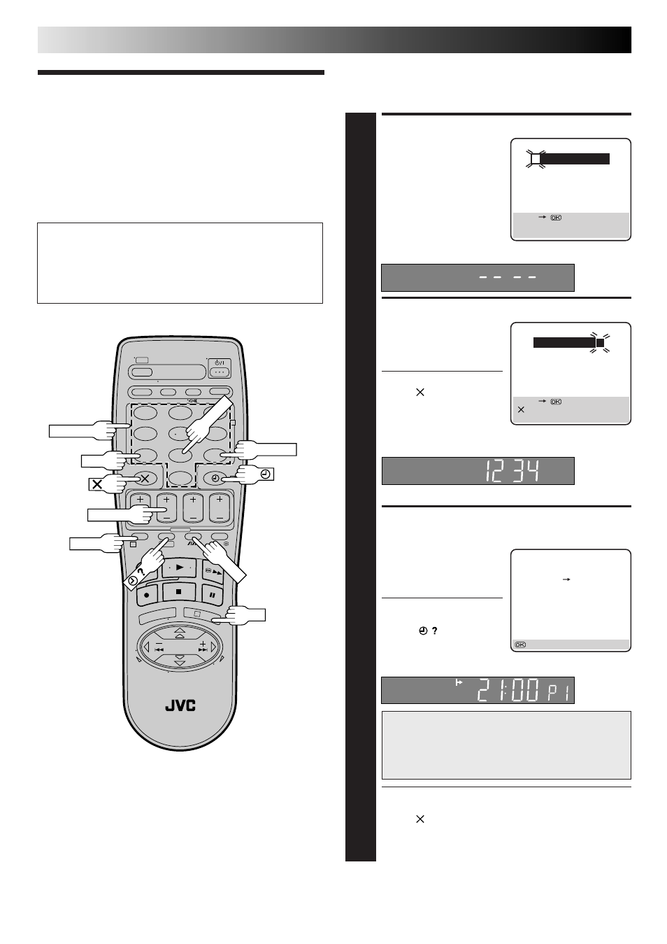 Video plus+ timer programming, Basic operations (cont.), Access video plus+ screen | Enter pluscode number, Access video plus+ pro- gram screen | JVC HR-J665ES User Manual | Page 12 / 48
