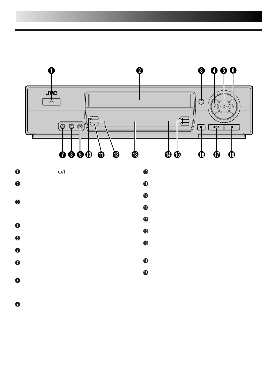 Index, Subsidiary information (cont.), Front view | JVC HR-J665ES User Manual | Page 44 / 48