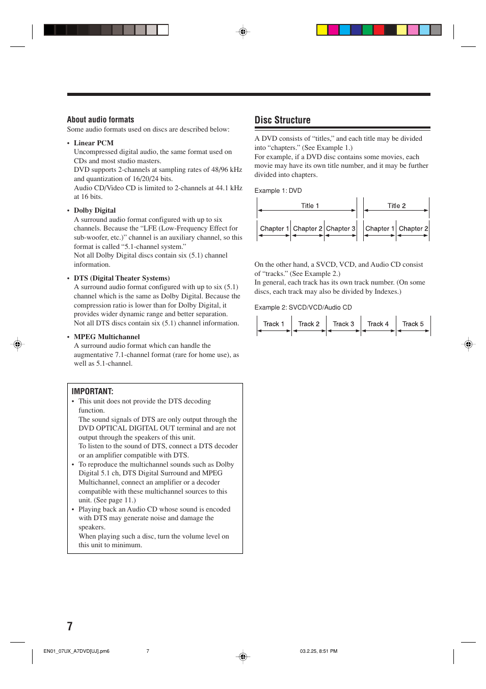 Disc structure | JVC CA-UXA7DVD User Manual | Page 10 / 76