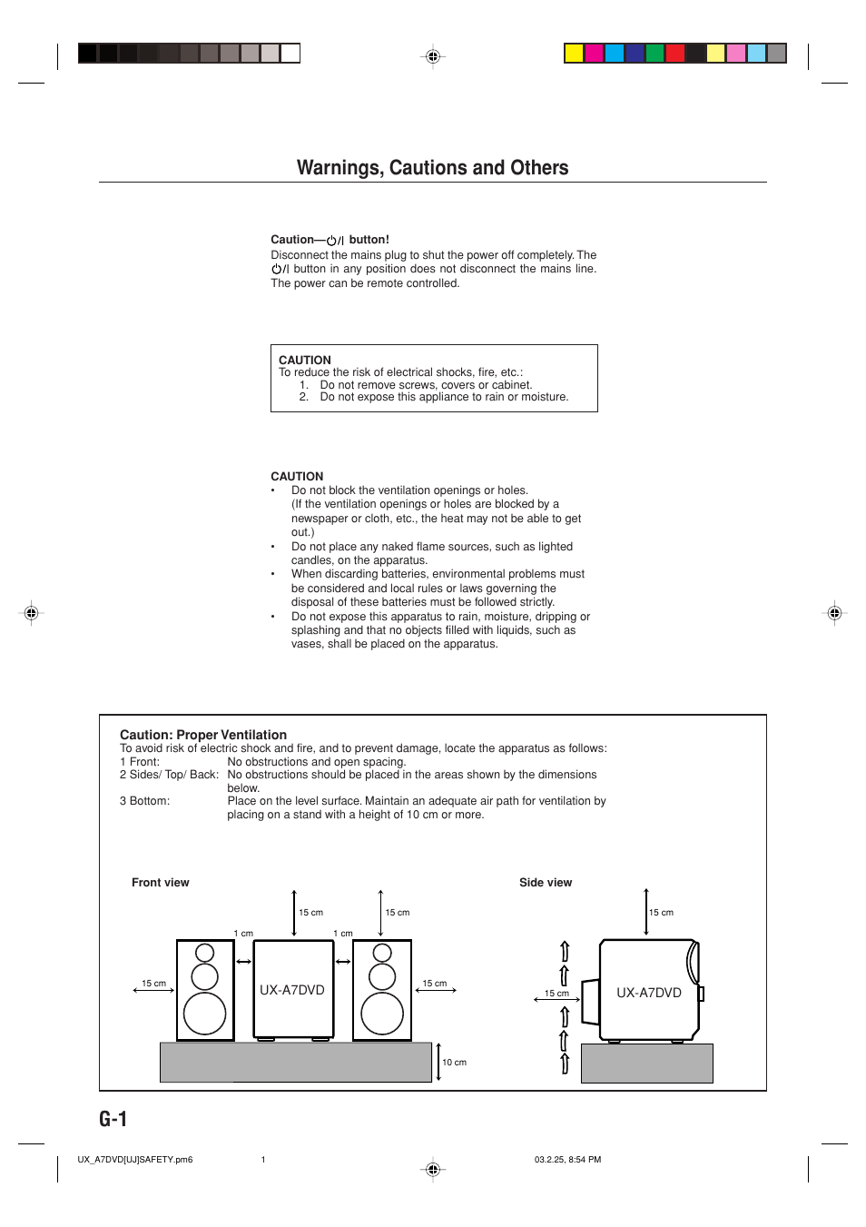 Warnings, cautions and others, G-1 warnings, cautions and others | JVC CA-UXA7DVD User Manual | Page 2 / 76