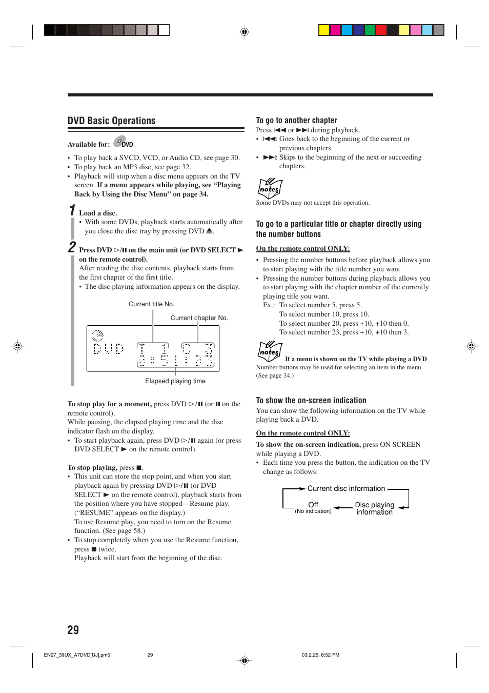 Dvd basic operations | JVC CA-UXA7DVD User Manual | Page 32 / 76