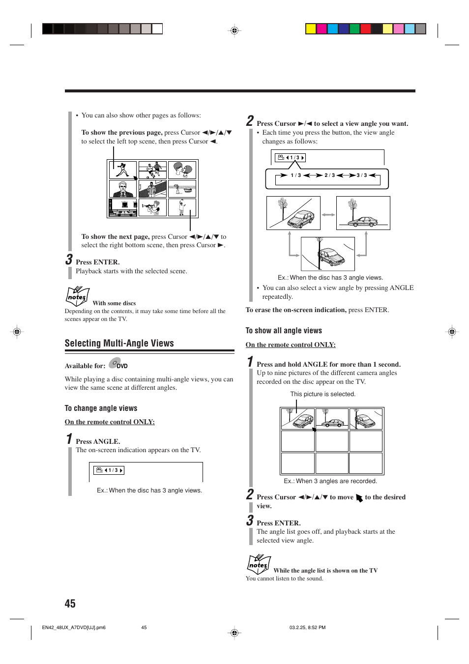 Selecting multi-angle views | JVC CA-UXA7DVD User Manual | Page 48 / 76