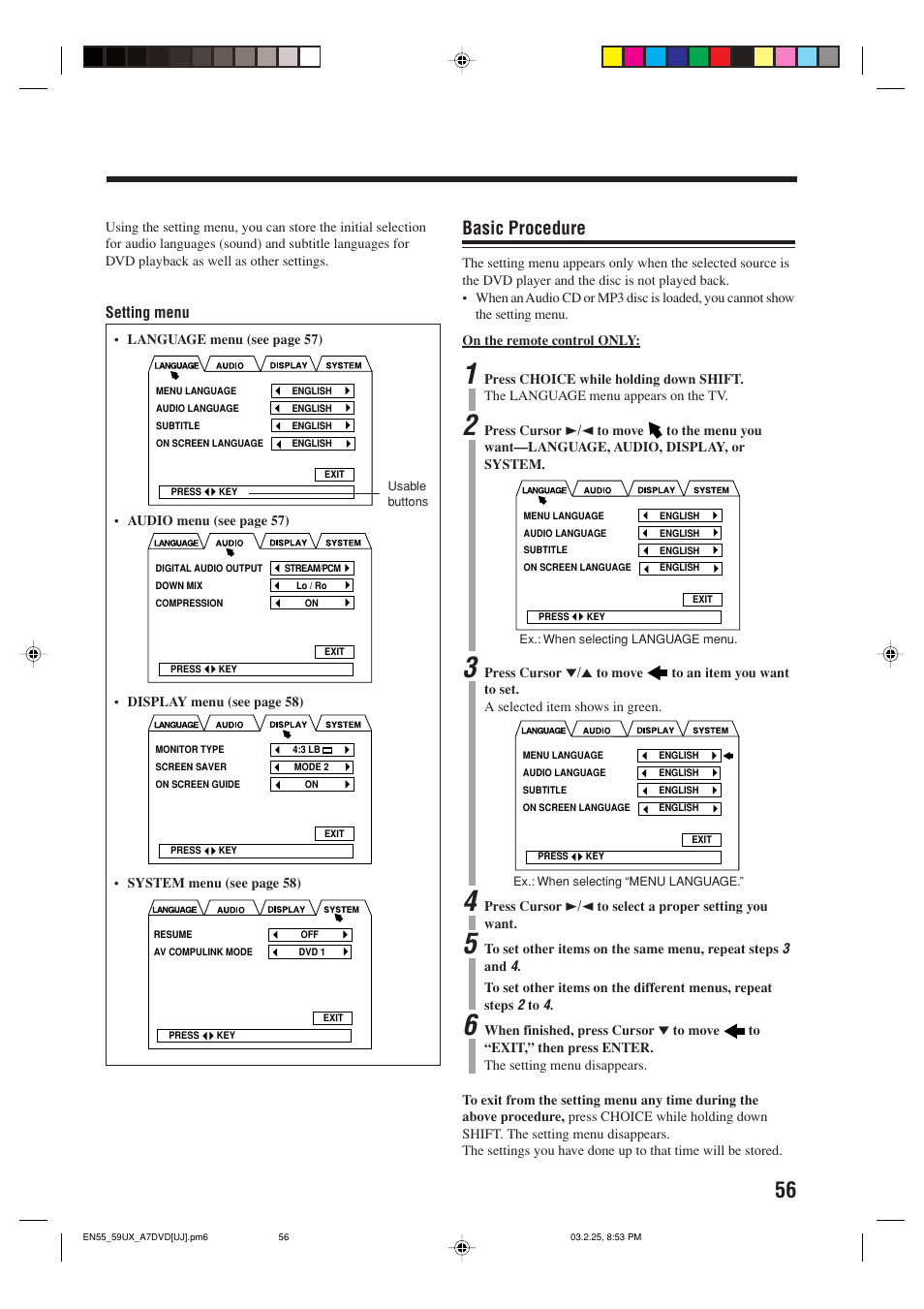 Basic procedure | JVC CA-UXA7DVD User Manual | Page 59 / 76