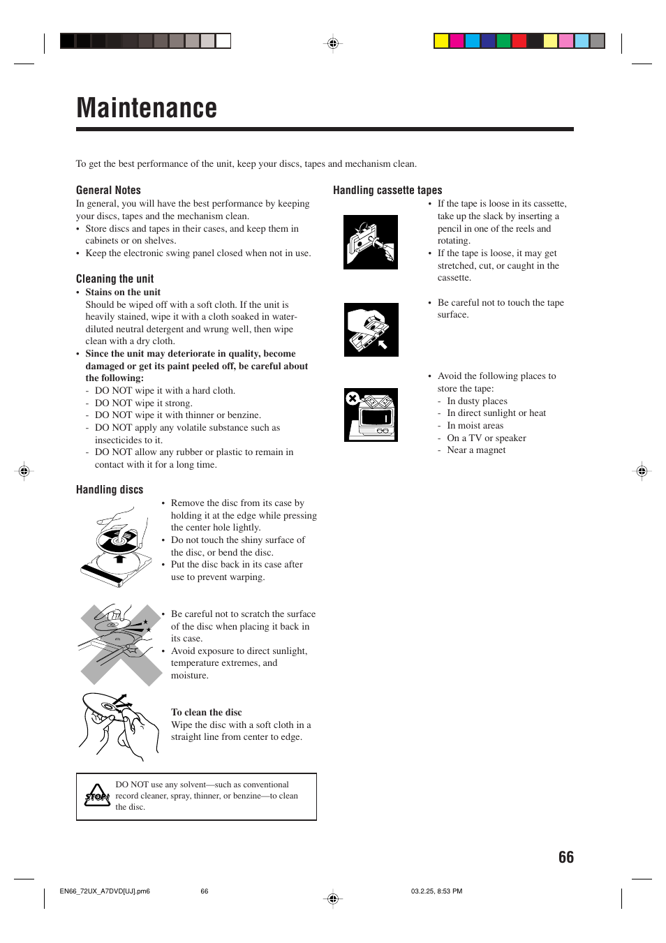 Maintenance | JVC CA-UXA7DVD User Manual | Page 69 / 76