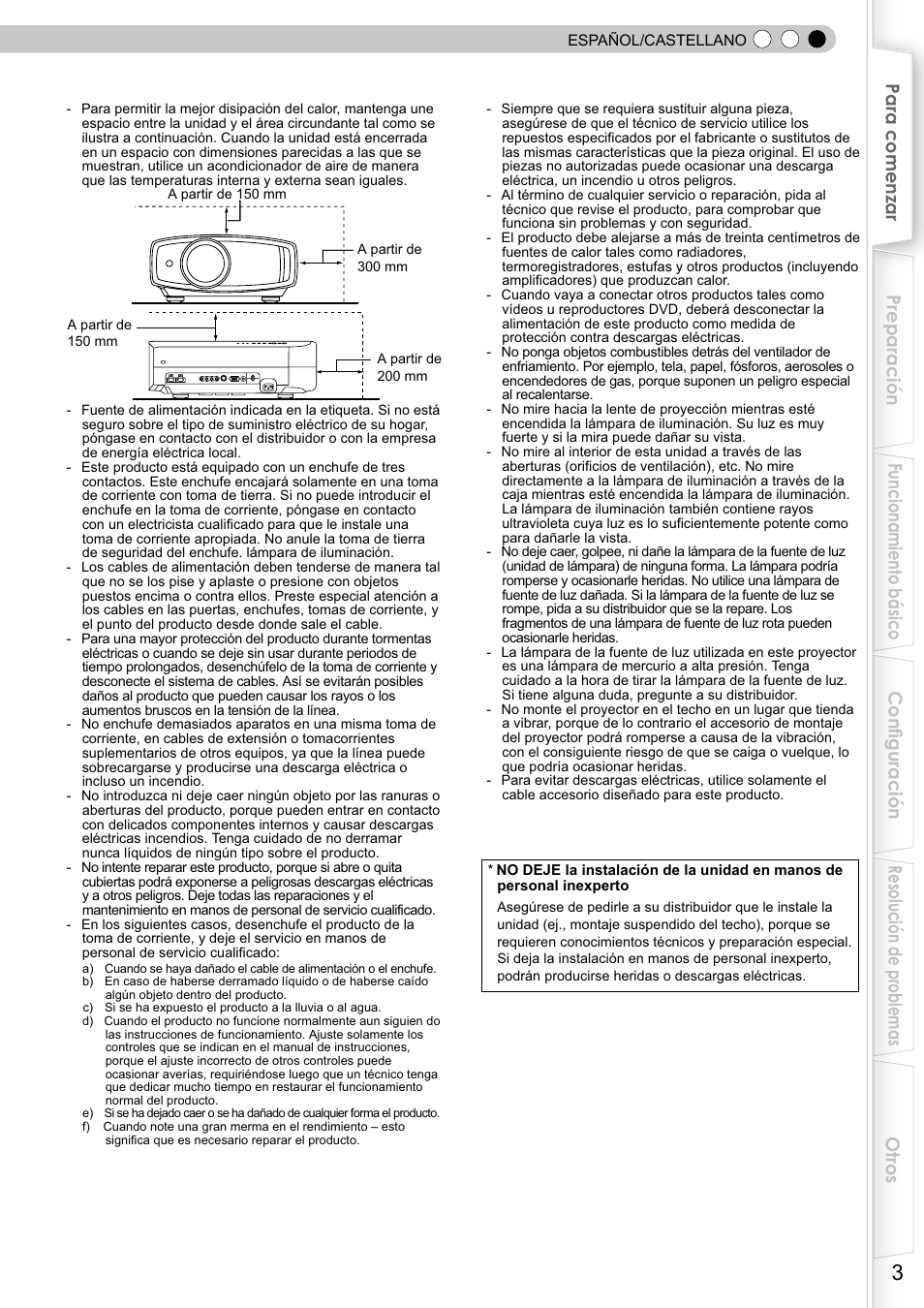 Precauciones de seguridad, Salvaguardas importantes, Información importante | JVC DLA-RS10 User Manual | Page 123 / 179