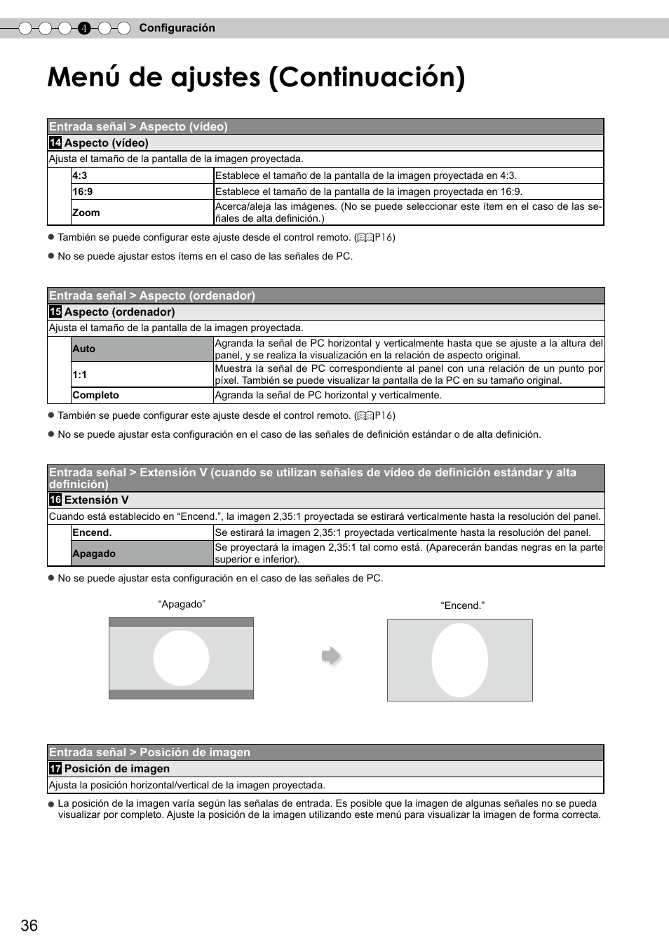 De ajustes, Menú de ajustes (continuación) | JVC DLA-RS10 User Manual | Page 156 / 179