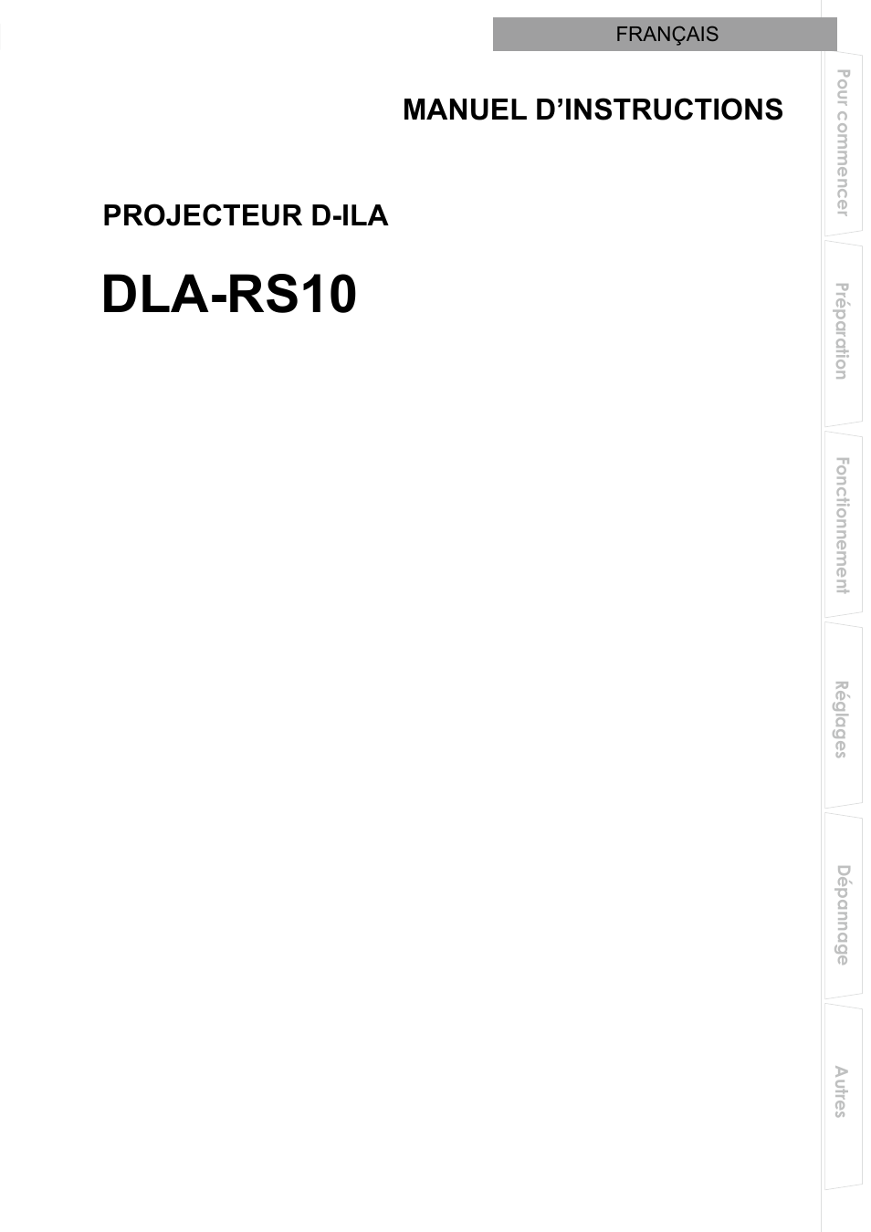 Français, Dla-rs10, Projecteur d-ila manuel d’instructions | JVC DLA-RS10 User Manual | Page 61 / 179