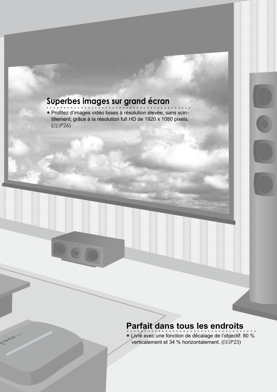 Parfait dans tous les endroits, Superbes images sur grand écran | JVC DLA-RS10 User Manual | Page 71 / 179