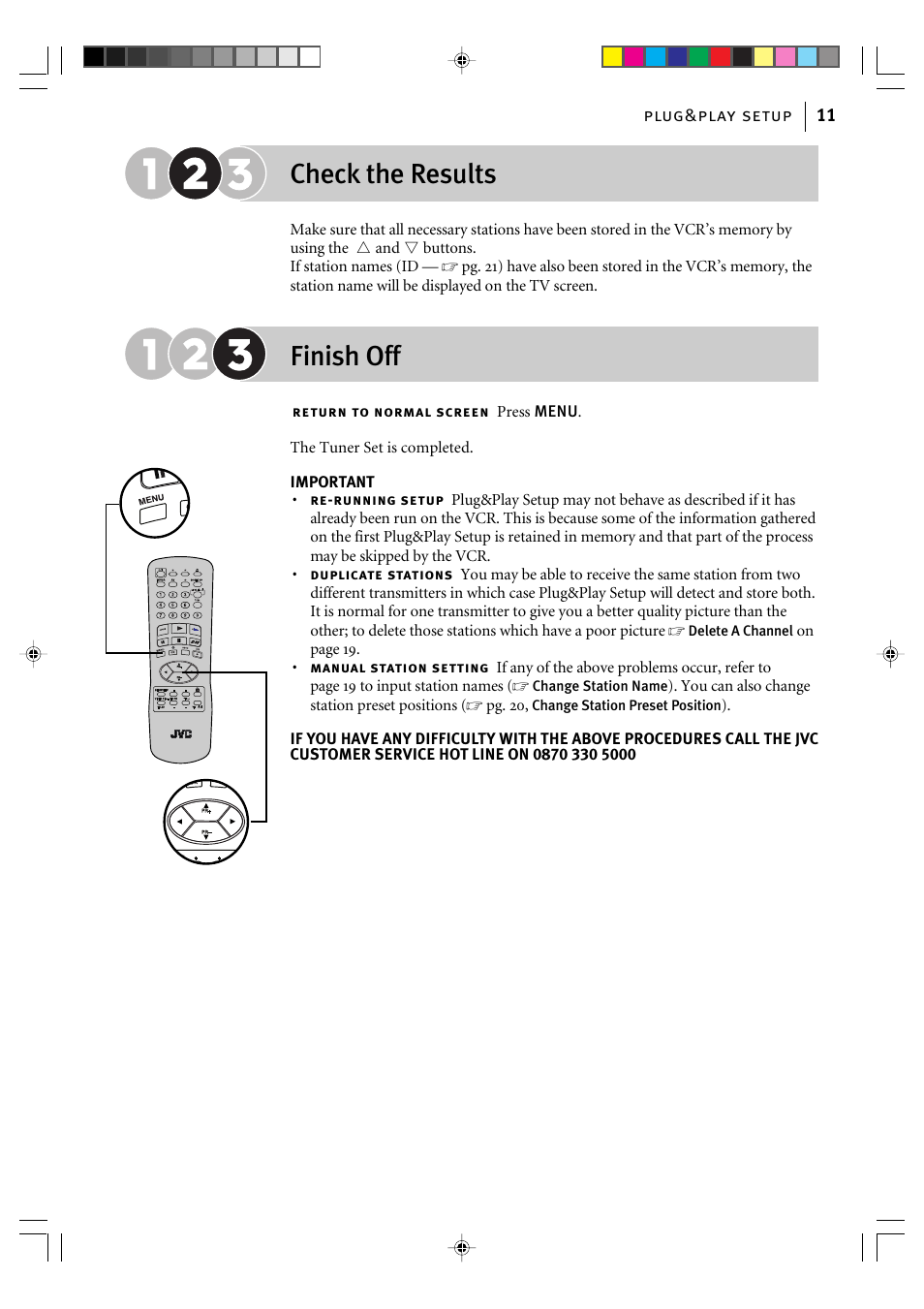 Check the results, Finish off | JVC VIDEO CASSETTE HR-J295EK User Manual | Page 11 / 52
