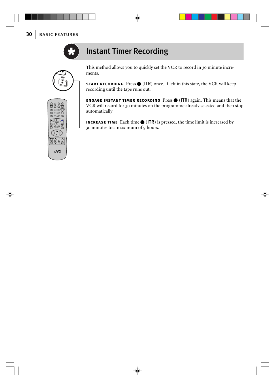 Instant timer recording | JVC VIDEO CASSETTE HR-J295EK User Manual | Page 30 / 52