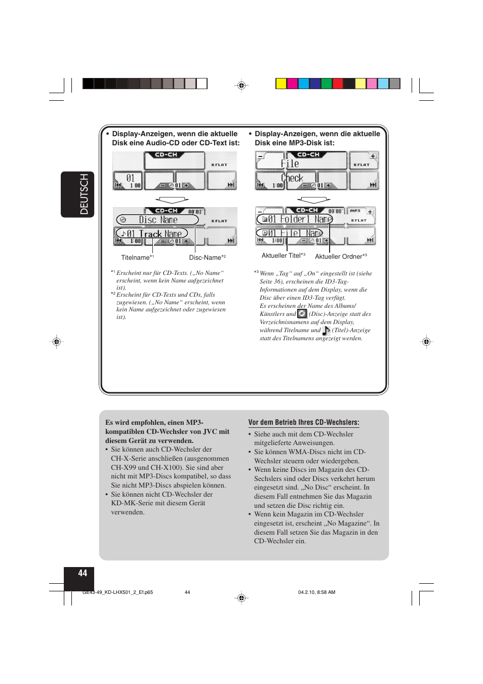 Deutsch | JVC KD-LHX501  EN User Manual | Page 108 / 259