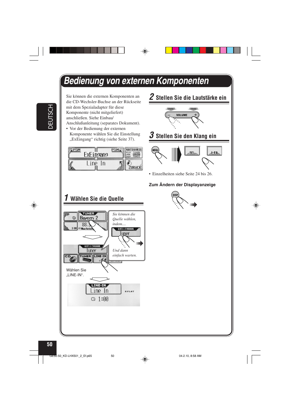 Bedienung von externen komponenten | JVC KD-LHX501  EN User Manual | Page 114 / 259