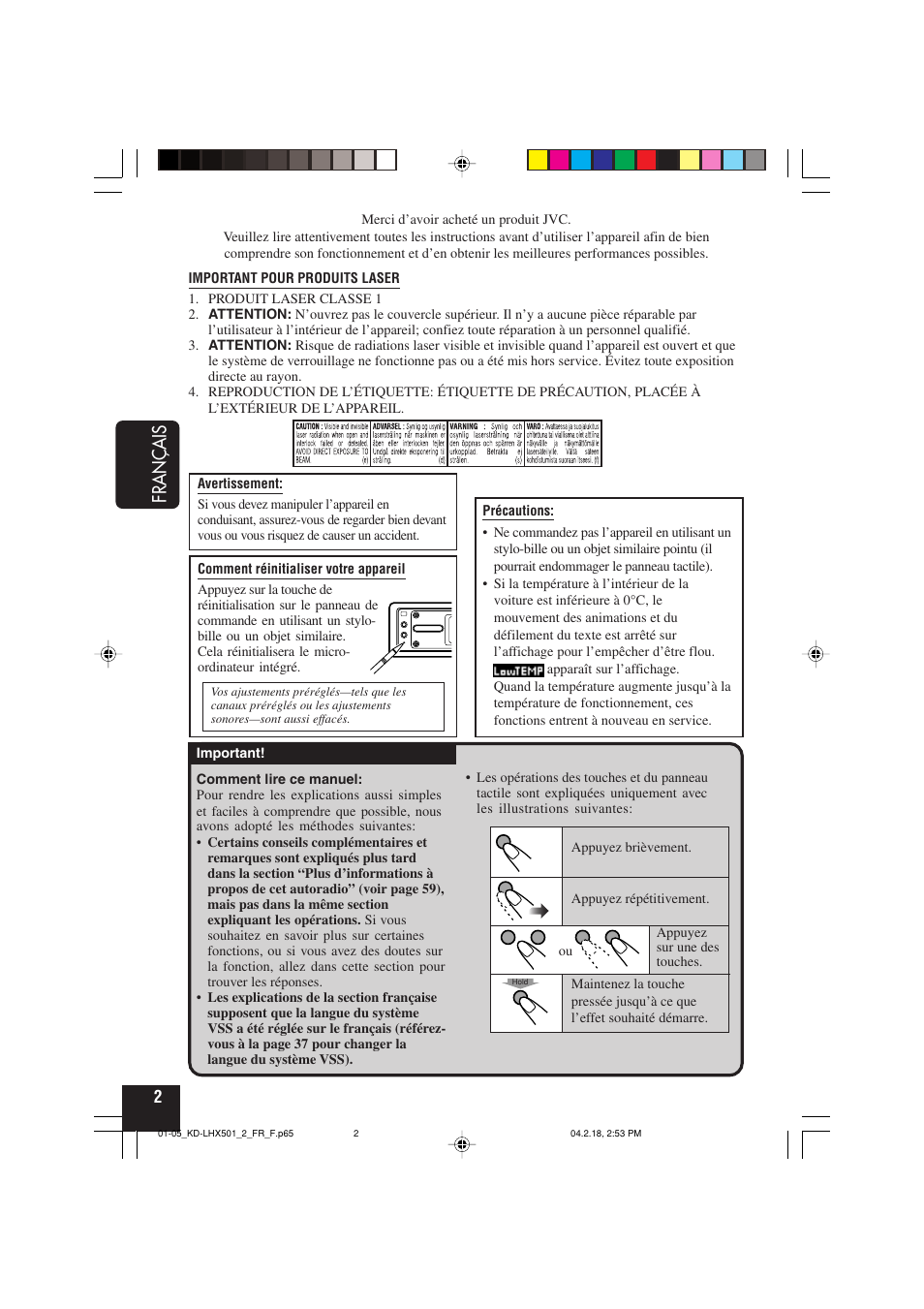 Français | JVC KD-LHX501  EN User Manual | Page 130 / 259