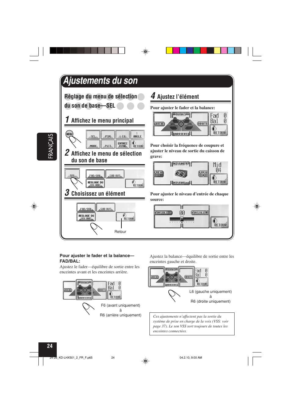 Ajustements du son | JVC KD-LHX501  EN User Manual | Page 152 / 259