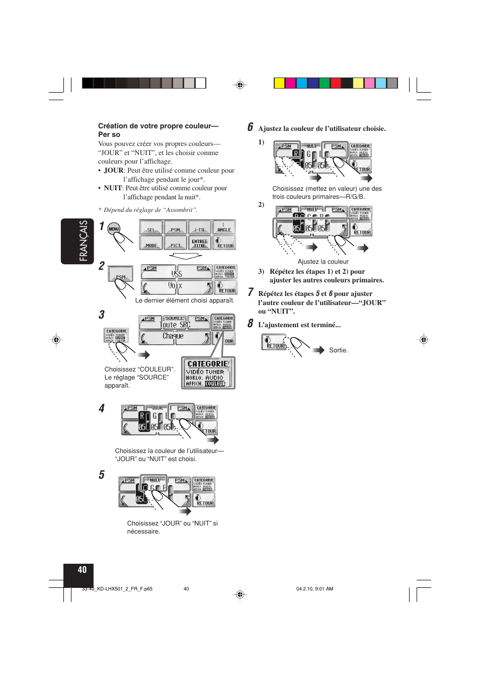 Fran ç ais | JVC KD-LHX501  EN User Manual | Page 168 / 259