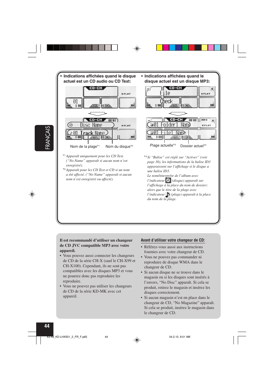 Fran ç ais | JVC KD-LHX501  EN User Manual | Page 172 / 259