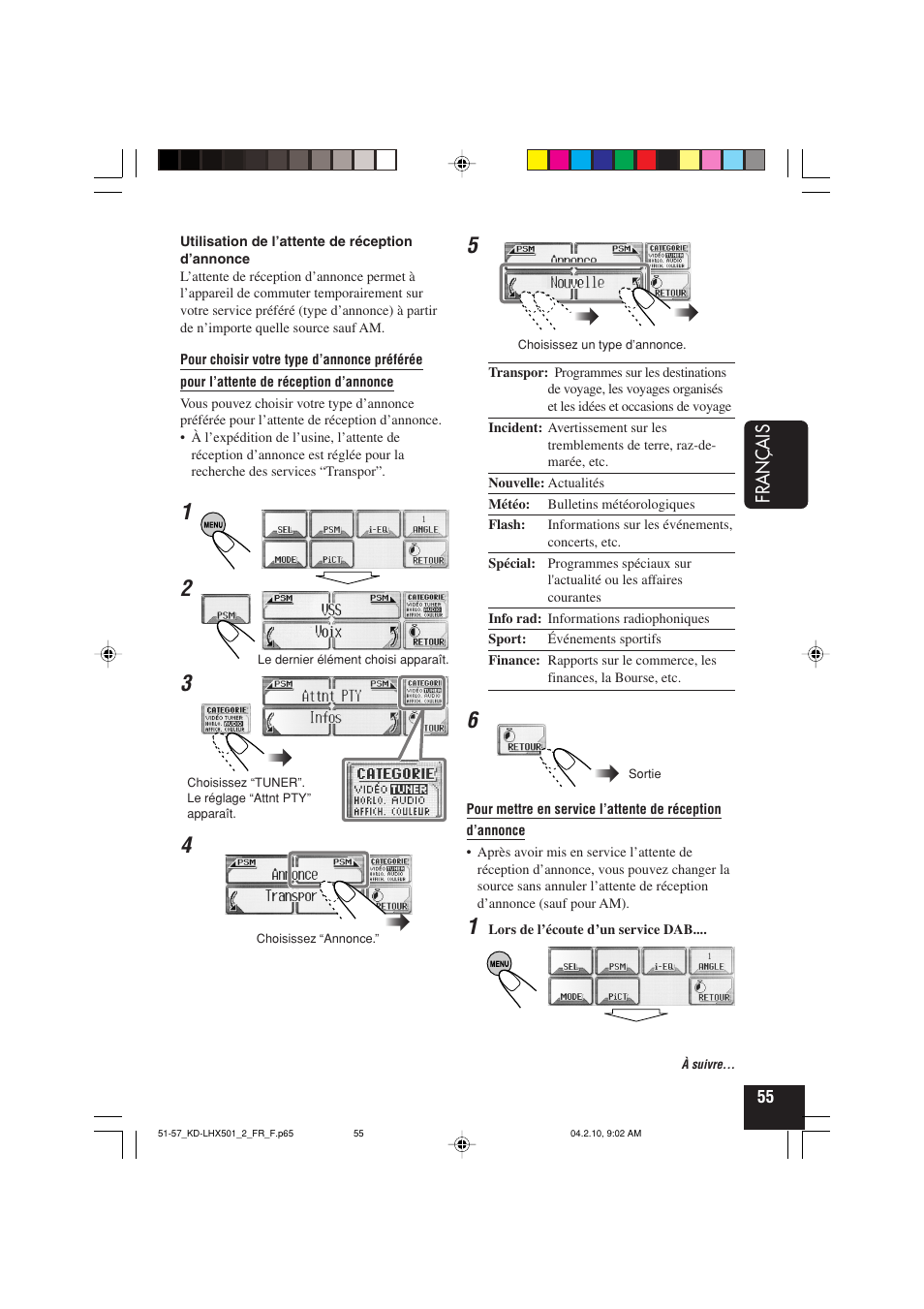Fran ç ais | JVC KD-LHX501  EN User Manual | Page 183 / 259