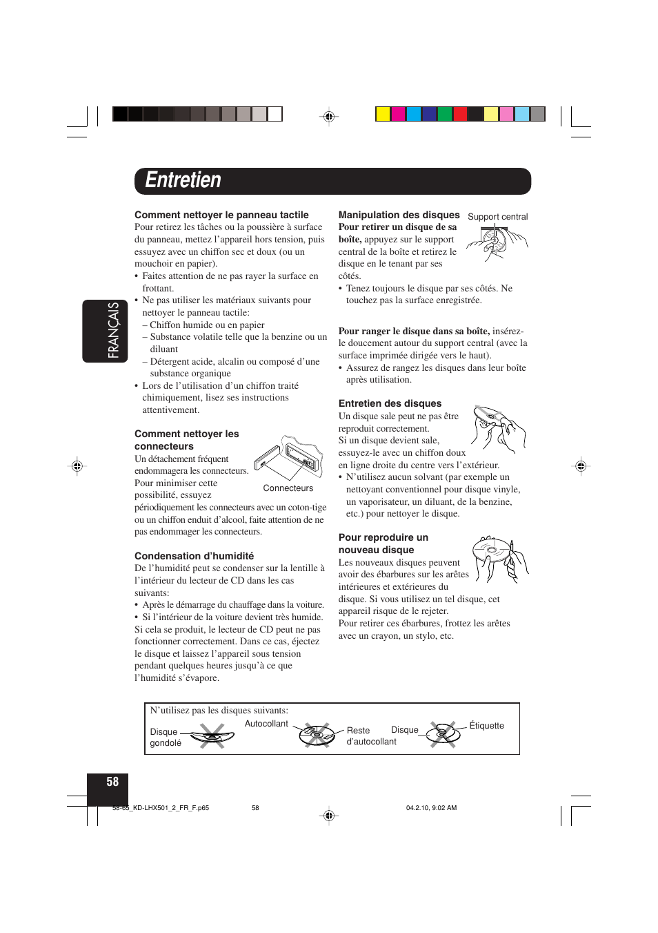 Entretien, Fran ç ais | JVC KD-LHX501  EN User Manual | Page 186 / 259