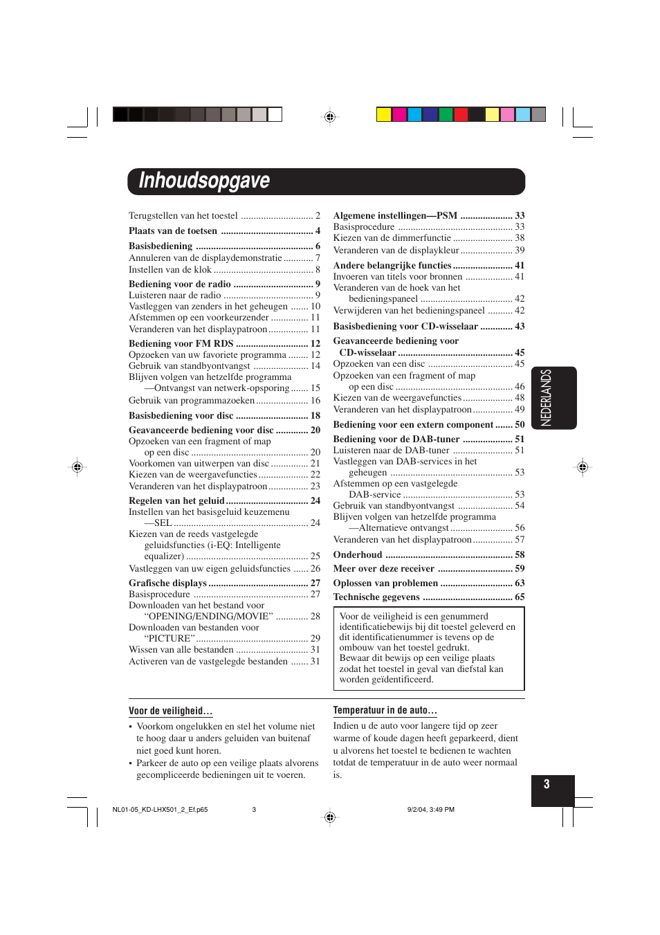 Inhoudsopgave, Nederlands | JVC KD-LHX501  EN User Manual | Page 195 / 259