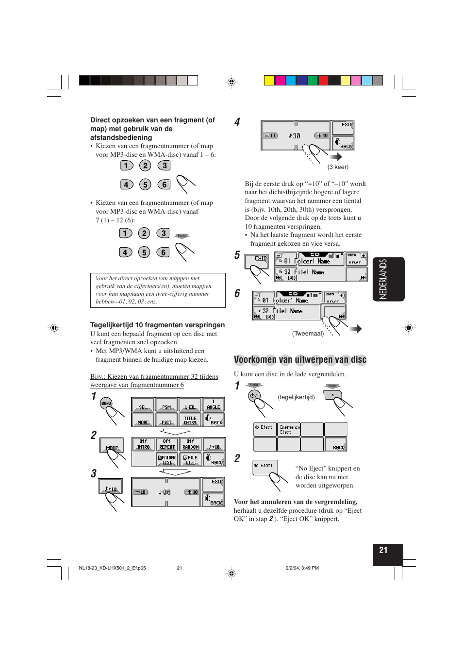 Nederlands, Voorkomen van uitwerpen van disc | JVC KD-LHX501  EN User Manual | Page 213 / 259